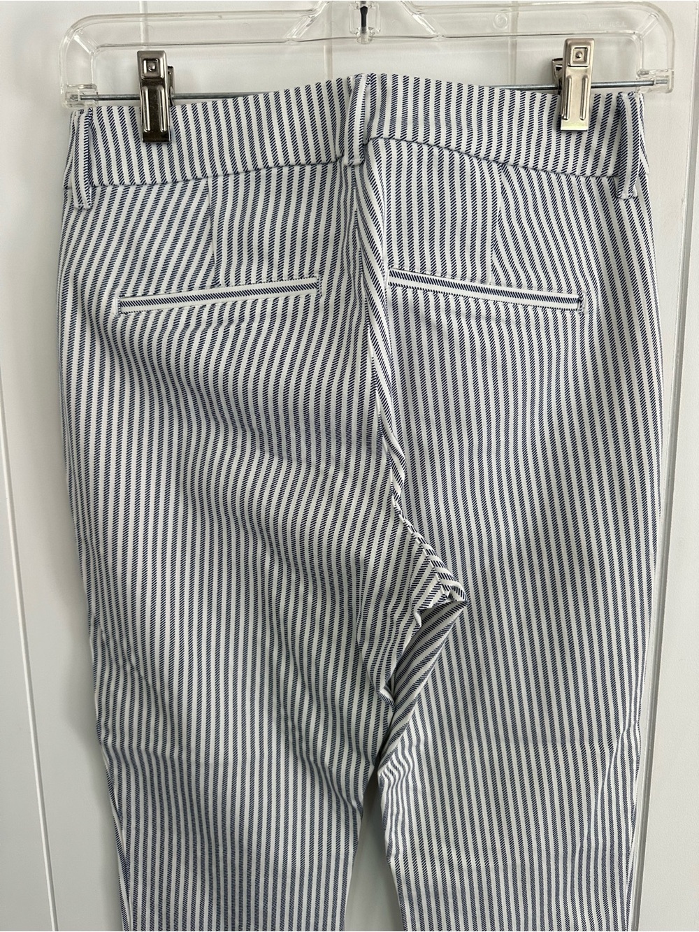 Old Navy Pixie High Rise Slim White and Navy Striped Pants - Picture 6 of 11